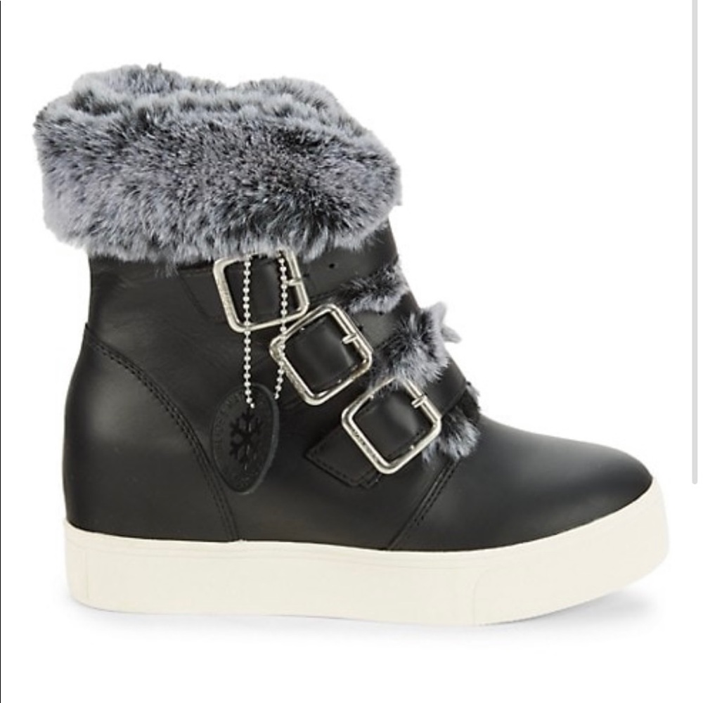 J/Slides leather & faux fur waterproof boot, size 8.5